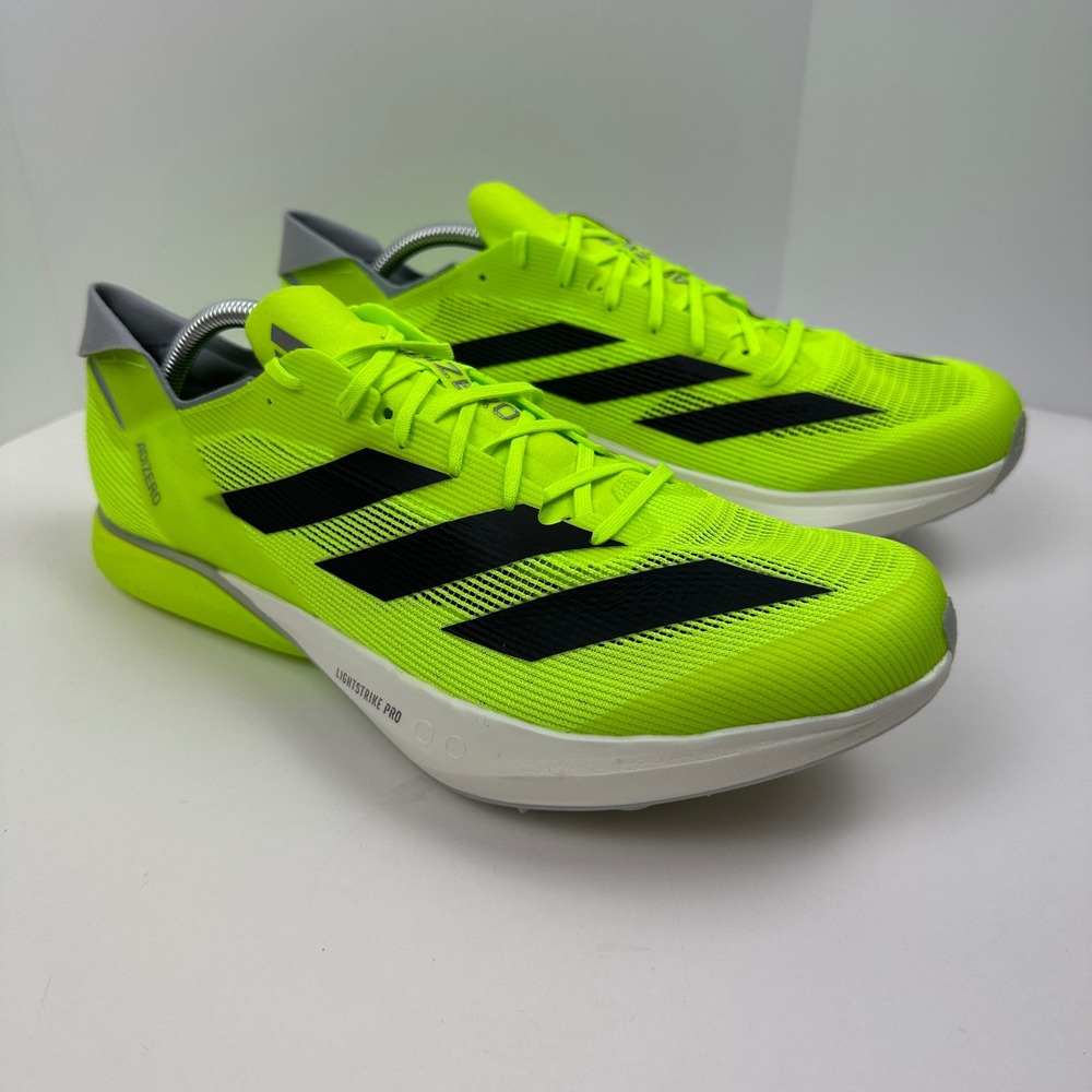 Adidas Adizero Avanti Track Spikes Mens Neon Yellow Black Distance Racing Shoes - Picture 2 of 8